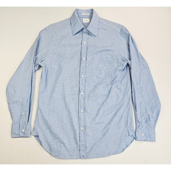 J. Crew Size Small 14.5-15 Mens Blue Orange White Check Long Sleeve Cotton Shirt - Picture 1 of 9